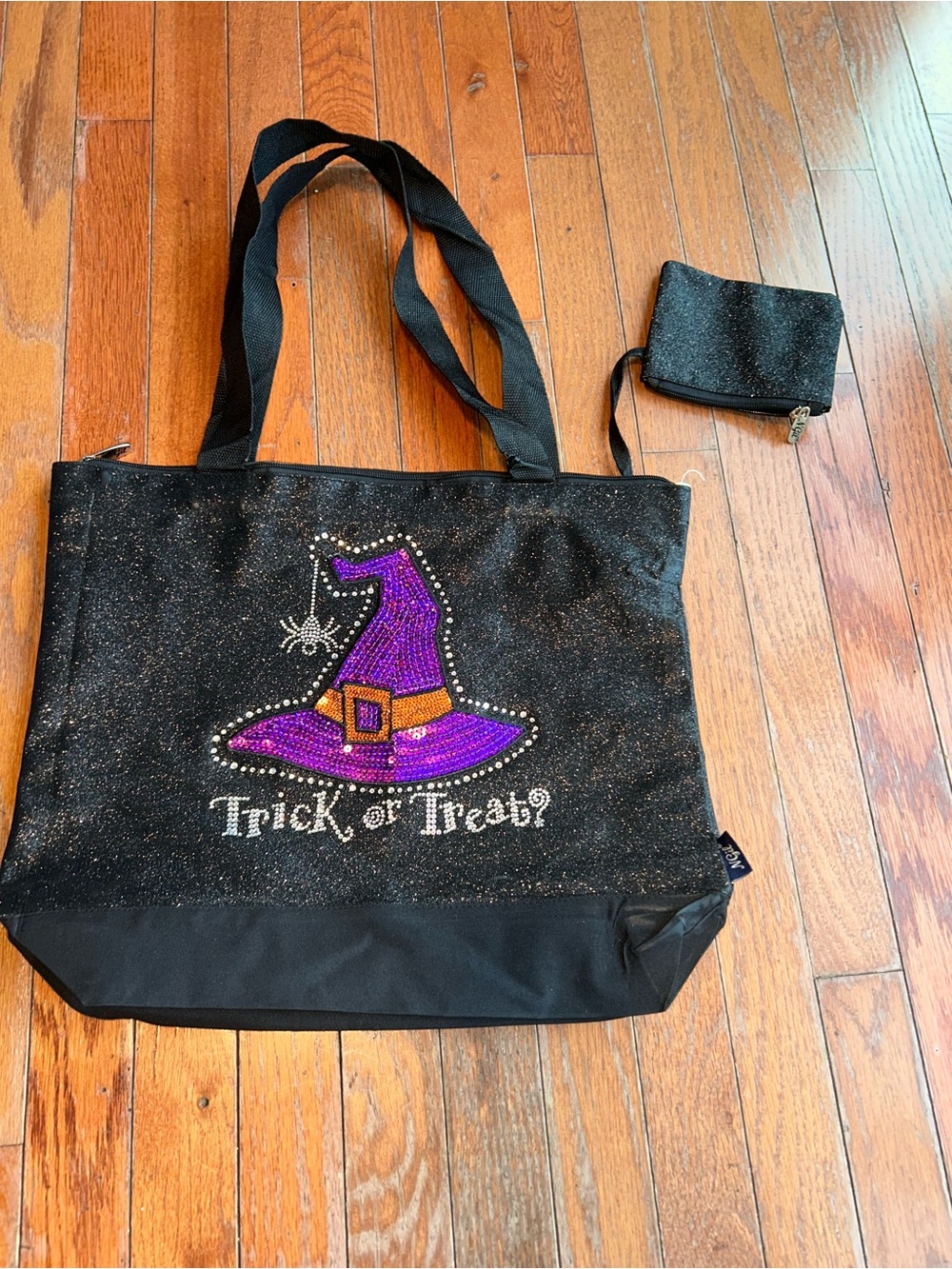N-Gil Halloween Glitter Trick or Treat Tote Bag w/ Matching Wristlet - Picture 2 of 7